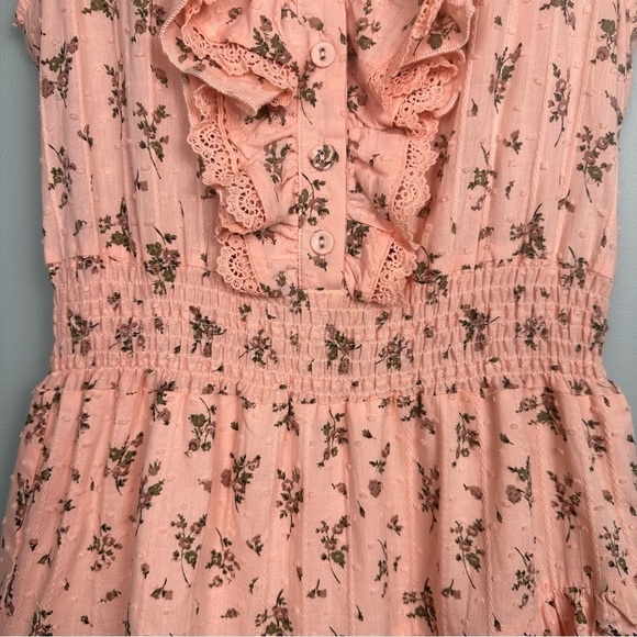 the shirt by rochelle behrens peach pink ruffled floral sleeveless dress size XS - Picture 9 of 10